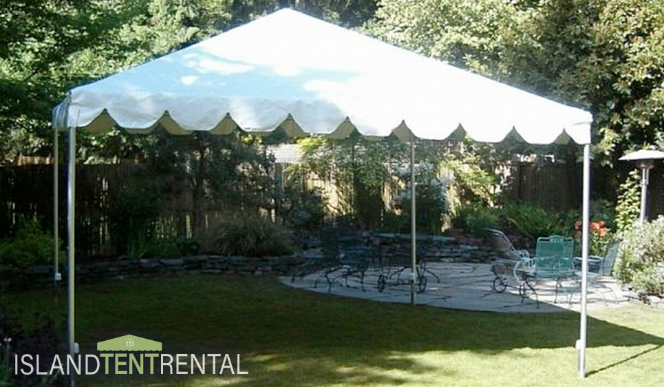 15 × 15 tent in a residential yard
